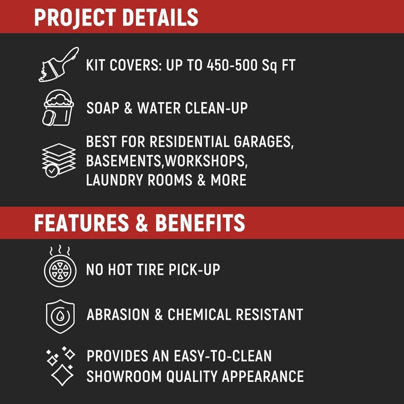 YOA Professional Epoxy Floor Coating (1 Gallon) - Sea Gray Acrylic Concrete Paint, Suitable for Indoor Garages and Basements | Single-Component Formulation | Scratch-Resistant and Low VOC | Ready to Use - Image 3